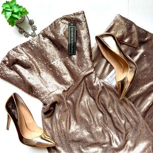 Dress the Population Strapless Gold Dress